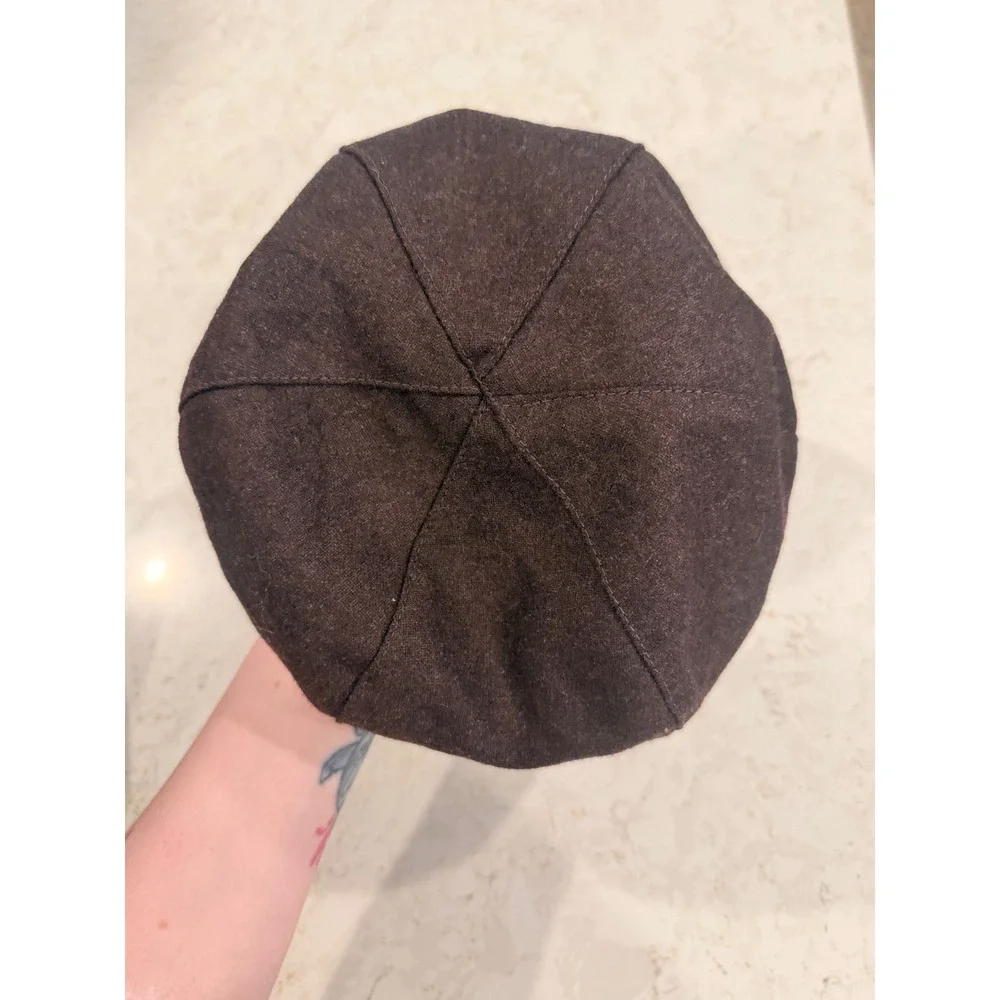 Nine West Brown Wool Blend Newsboy Hat Y2K Baker Boy Cabbie Cap Braided Trim